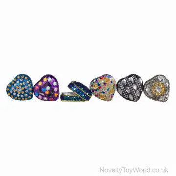 Heart Shaped Sparkle Jewel Jewellery Box - 12 Assorted