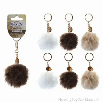 Hedgehog Faux Fur Pom Pom Keyring (8cm)