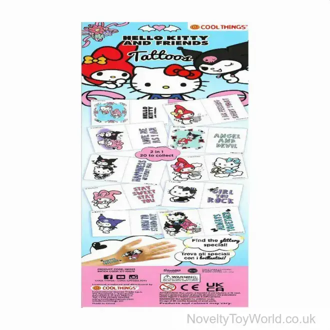 Hello Kitty & Friends 2 in 1 Flat Pack Vending Tattoos | Wholesale Transfers