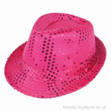 Hot Pink Novelty Sequin Party Trilby Hat - Adult