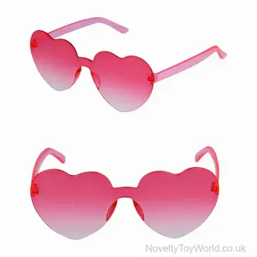 Hot Pink Ombre Fancy Dress Heart Glasses - Adult Size