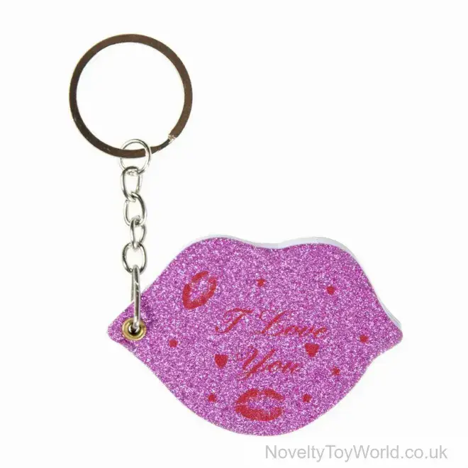 I Love You Lips Notepad Keyring (7cm) | Bulk Key Rings UK