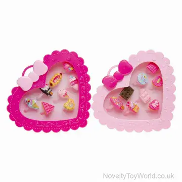 Ice Cream Desserts Kid's Rings In Heart Box - Set of 8