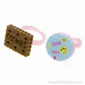 Ice Cream Desserts Kid's Rings In Heart Box - Set of 8 | Bulk Buy Finger Rings For Kids