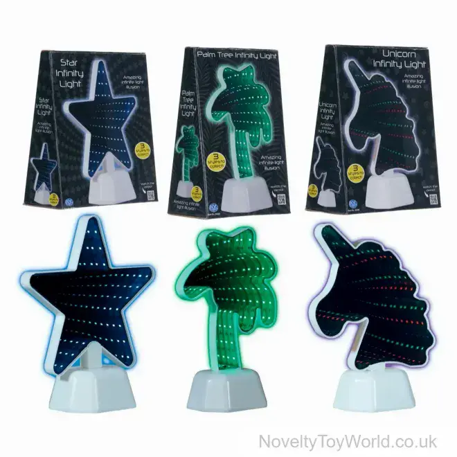 Infinity Light Illusion Lamp - 3 Assorted | Star | Palm Tree | Unicorn
