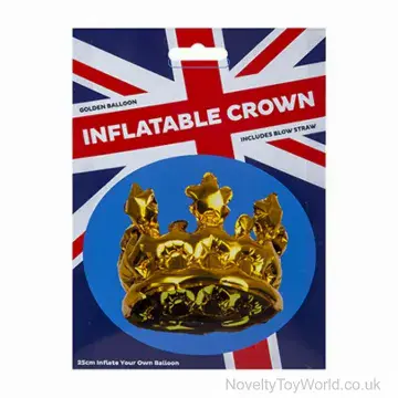 Inflatable Gold Plastic Foil Crown - Adult Size