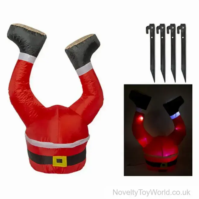 Inflatable Light Up Buried Santa Claus (120cm) | Bulk Buy Xmas Novelties