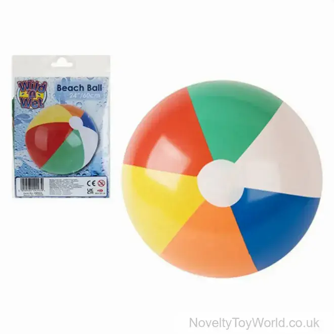 Inflatable Multicoloured Beach Ball - 60cm  | Wholesale Bulk Novelties UK