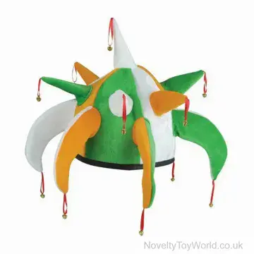 Irish Flag Colour Jester Hat with Bells - Adult