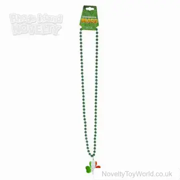 Irish Flag Shamrock Beads Necklace With Charm (83cm)