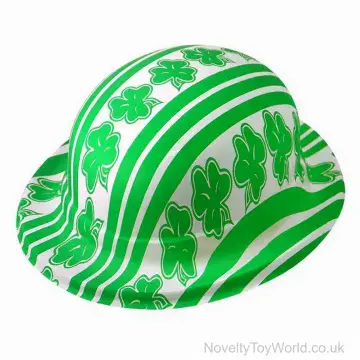 Irish Shamrock St Patrick's Day Plastic Bowler Hat - Adult