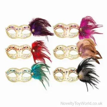 Jewell & Feather Gold Masquerade Mask Assortment