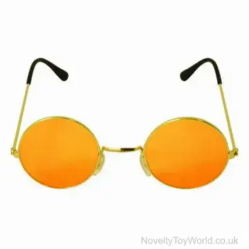 John Lennon Sunglasses - Orange Lens Gold Metal Frame