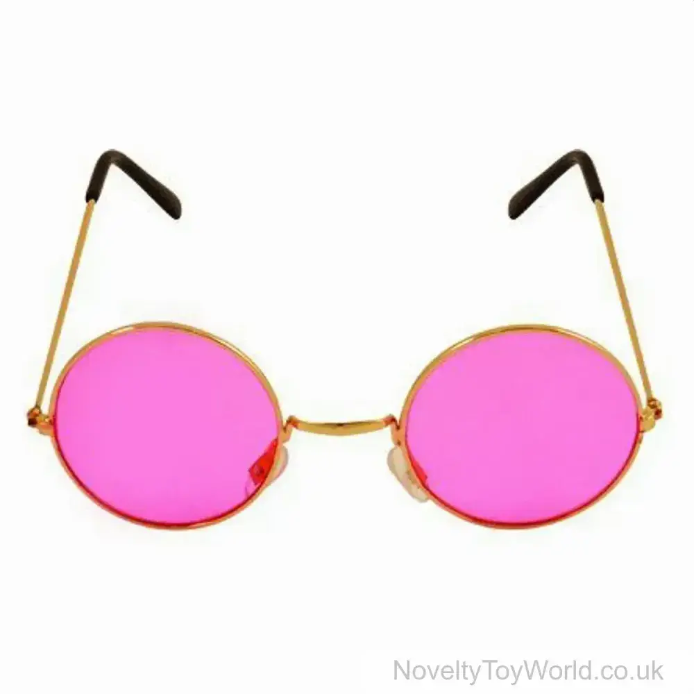 Wholesale John Lennon Sunglasses Pink Lens Gold Metal Frame