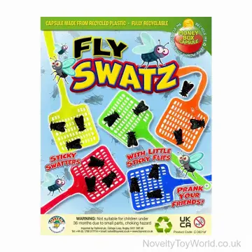 Joke Fly Swatter with Sticky Flies - 55mm Vending Capsules