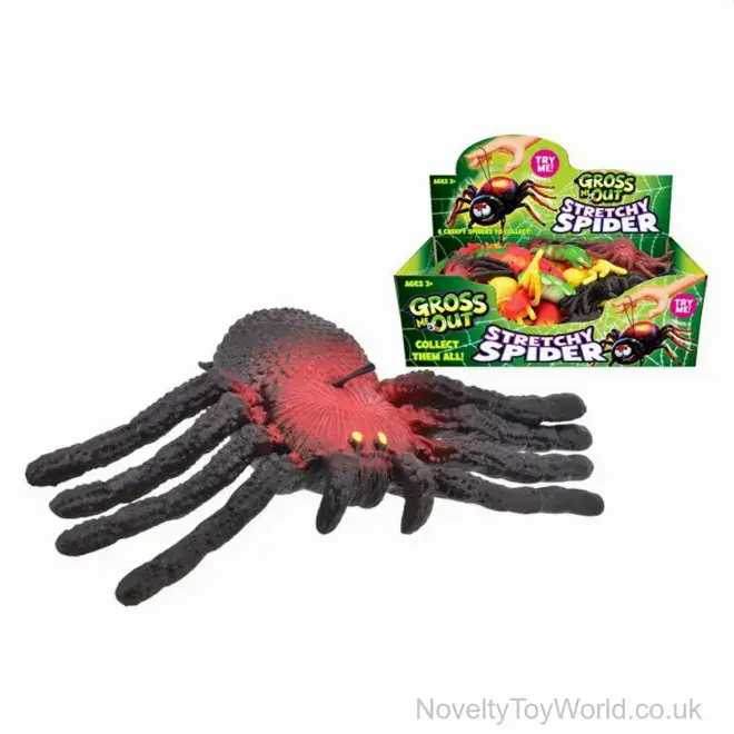 Joke Stretchy Tarantula Spider Toy - Assorted Colours (13cm)  | Wholesale Novelties