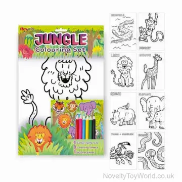 Jungle Animal Colouring Set - Stickers, Sheets, Pencils
