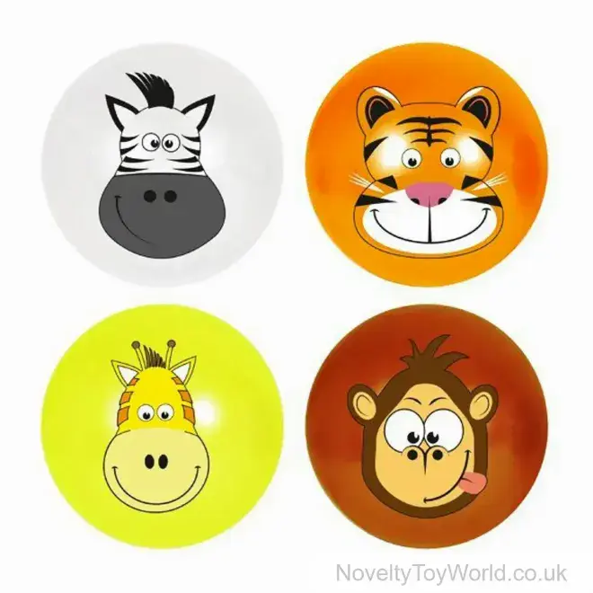 Jungle Animal Face Inflatable Beach Balls - Small (30cm) | Animal Blow Ups