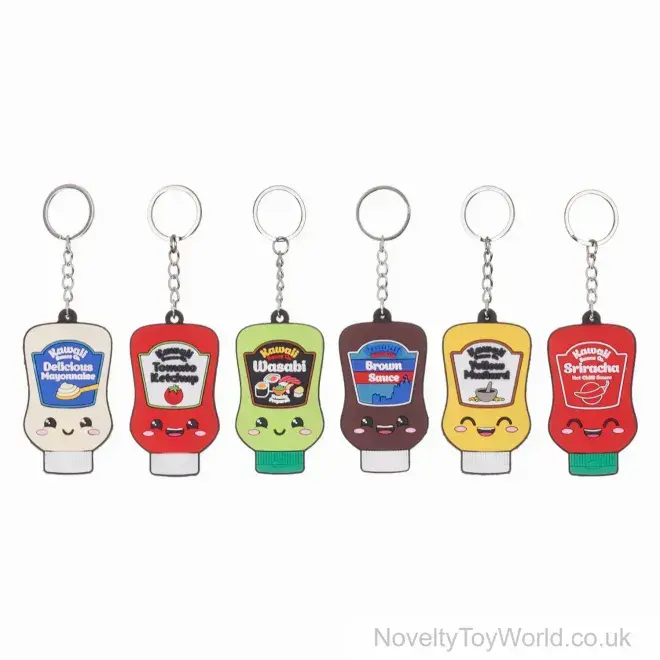 Kawaii Foodiez Sauces Novelty 2D PVC Keyring - Assorted | Wholesale Keychains