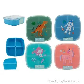 Kid's Lunchbox With Sections - 4 Assorted (14 x 14 x 5cm)