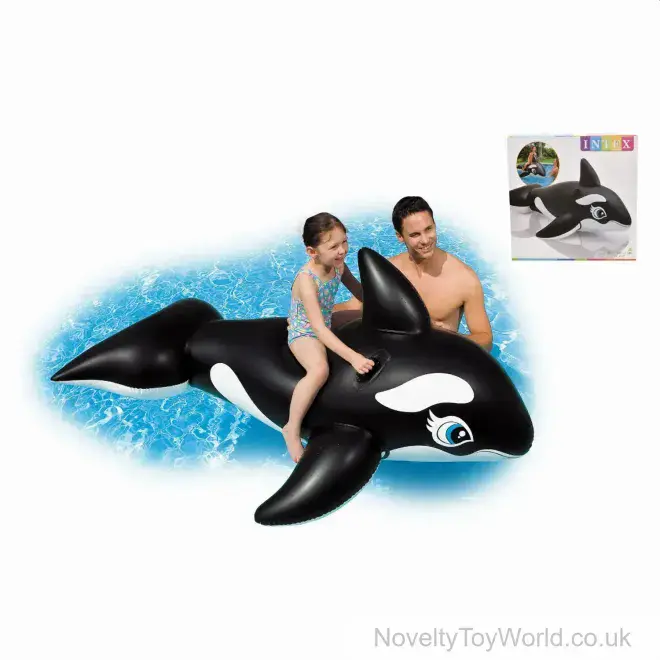 Killer Whale Orca Ride On Inflatable Pool Toy (193cm) | UK Swimming Toys