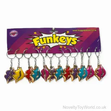 Kissing Lips Novelty Keyring - Shiny Metal