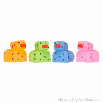 Large Block Head Pixel Novelty Rubber Duck (17cm)