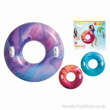 Large Colourful Waves Intex Swimming Ring - with Handles (114cm)