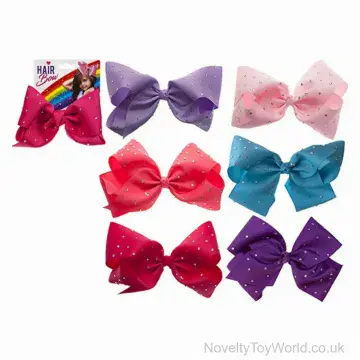 Large Diamanté Hair Bow - 6 Assorted