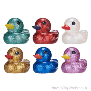 Large Glitter Rubber Ducks - 6 Colours (17cm)
