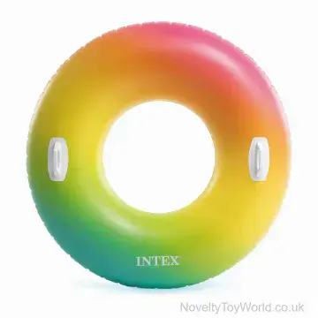 Large Rainbow Intex Swimming Ring - Handles (122cm)