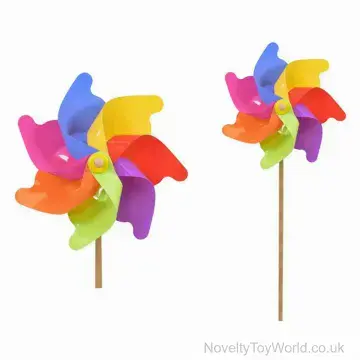 Large Rainbow Windmill With Wooden Stick - 60cm
