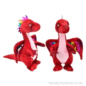 Large Red Dragon Plushie With Rainbow Wings (30cm)