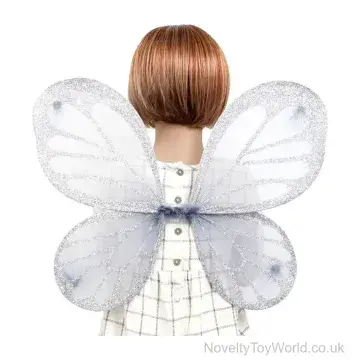 Large Silver Fairy Wings For Kids (45cm x 35cm)