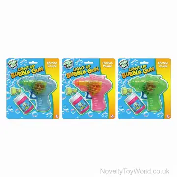 Light Up Friction Bubble Gun Blower with Solution