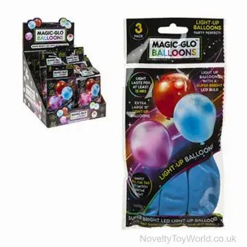 Light Up LED Balloons - Assorted Colours Pack of 3 (30cm)
