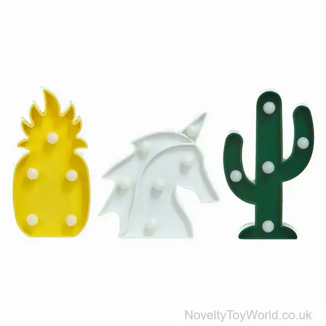Wholesale | Light Up Mini Light Assortment - Pineapple, Unicorn, Cactus