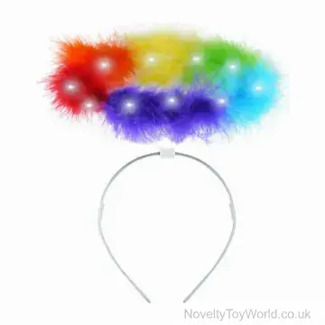 Light Up Rainbow Angel Halo Fancy Dress Headband - Adult