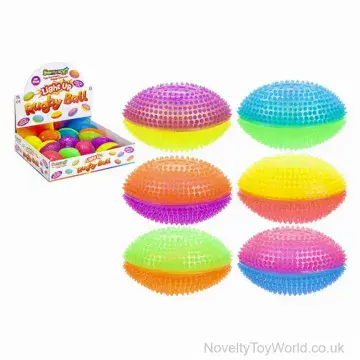 Light Up Rugby Ball Sensory Toy - 11cm - 6 Assorted