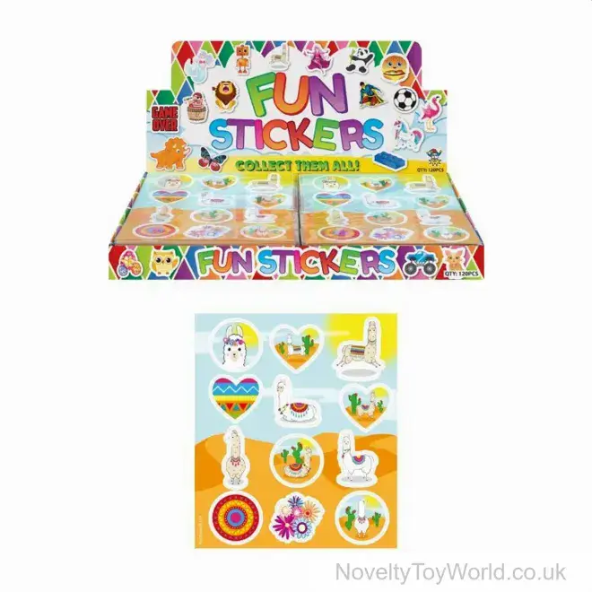 Llama Sticker Sheets for Kids (10cm x 11.5cm) | Low Cost Party Bag Fillers