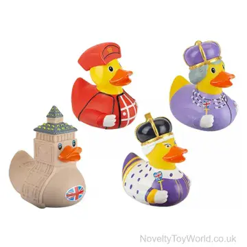 London Theme Novelty Character Rubber Duck - 4 Assorted (8cm)