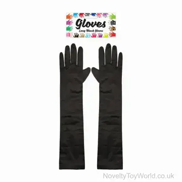 Long Black Fancy Dress Gloves - Adult Size (45cm)