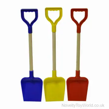 Long Wooden Shaft Beach Spade - Assorted Colours (55cm)