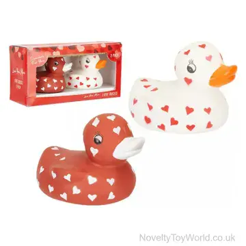Love Duck Heart Print Rubber Duck - Box of 2 (9cm)