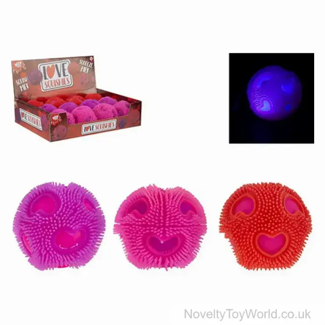 Love Heart Light Up Puffer Ball Squishy (7cm) | Discount Wholesale Toys
