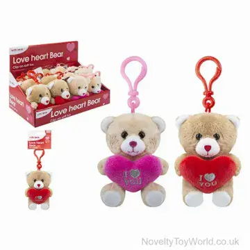 Love Heart Teddy Bear Plush Bag Clip (10cm)