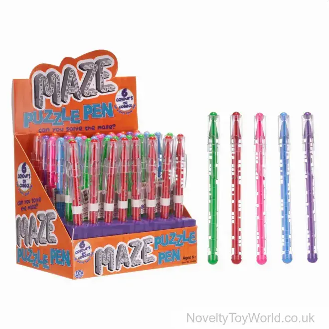 Maze Puzzle Pen (6 Assorted Colours) | Bulk Buy Puzzles, Games & Novelty Stationery UK