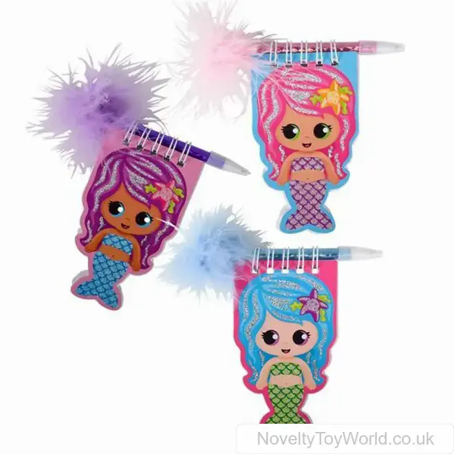 Mermaid Notebook with Feather Pen (10cm) | Bulk Buy Notepads & Stationery For Kids