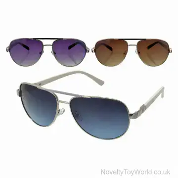 Metal Frame Aviator Style Sunglasses with Assorted Lenses
