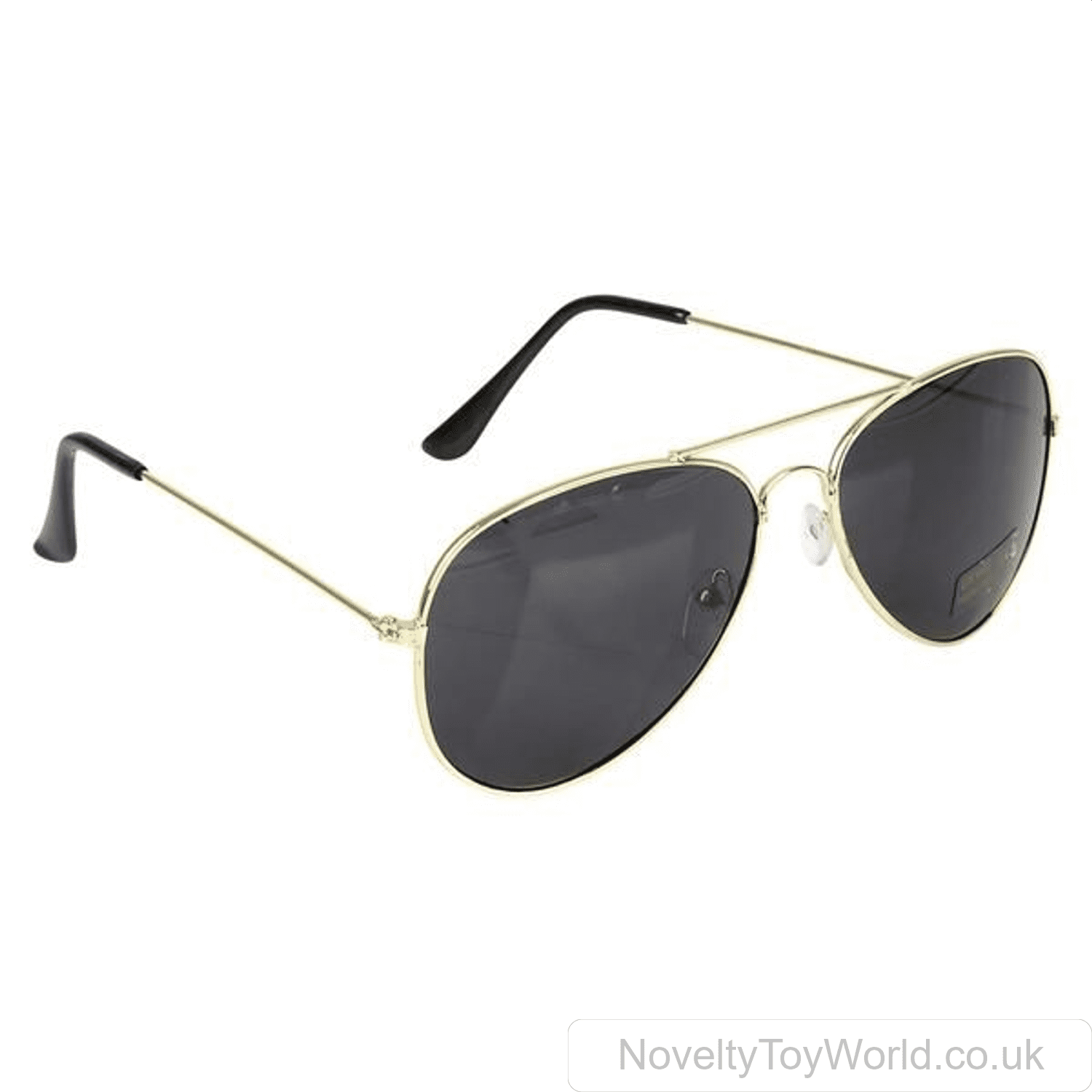 Metal Frame Unisex Aviator Style Sunglasses with Black Lenses